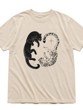 Gildan Cream Cat Yin Yang Graphic T-Shirt